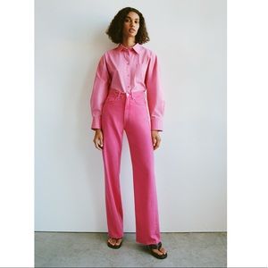 Zara solid color full length wide leg jeans